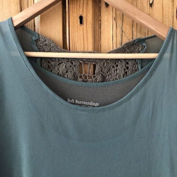 Soft Surroundings Womens Large Double Layer Crochet Back Detail Blouse Top - Picture 5 of 11